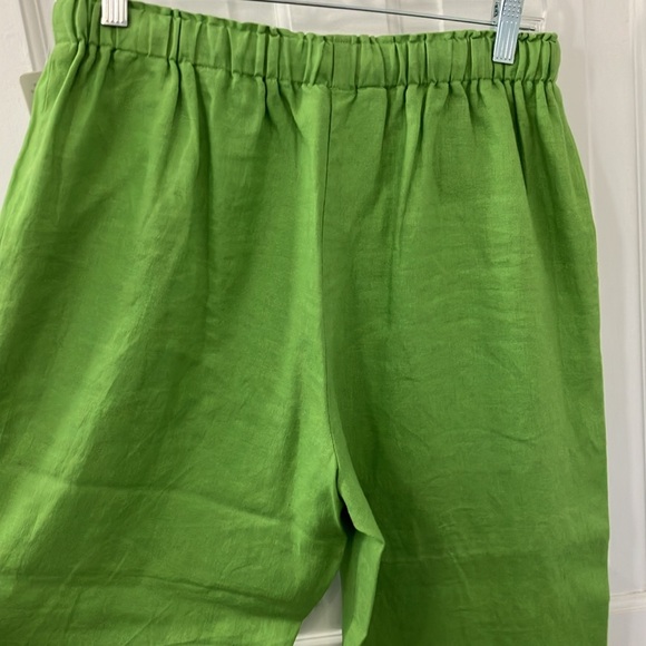 Jones New York Sport Green Cropped Linen pants size 12 drawstring elastic waist - Picture 6 of 12